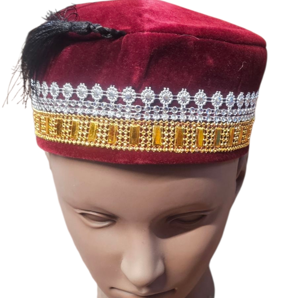 Velvet Hat with Silver and Gold Accents